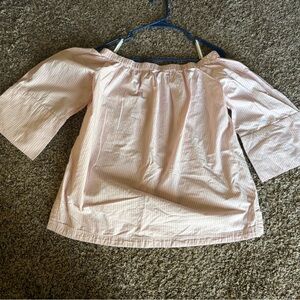Off-Shoulder Pink Stripe Blouse